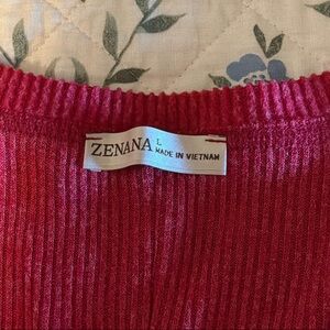Zenana Outfitters Vibrant Pink Crew Neck Sweater